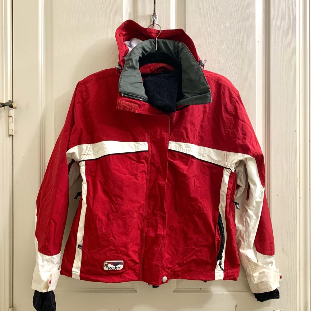 Vintage Roxy Ski Snow Jacket XS Red Black White